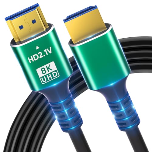SHKI 8K 4K 10K HDTV Cable 48Gbps 13FT/4M, Ultra High Speed 2.1 HDTV Cable Cord-4K@120Hz 8K@60Hz, DTS:X, HDCP 2.2 & 2.3, HDR 10 Compatible with Roku TV/PS5/HDTV/Blu-ray - size: 13feet