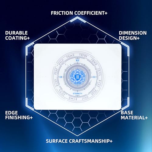 XVX Eternity White Glass Mouse Pad 4.0, Hard Mousepad for Gaming, Ultra-Smooth Micro-Etched Surface with Non-Slip Rubber Base (410mm*310mm)