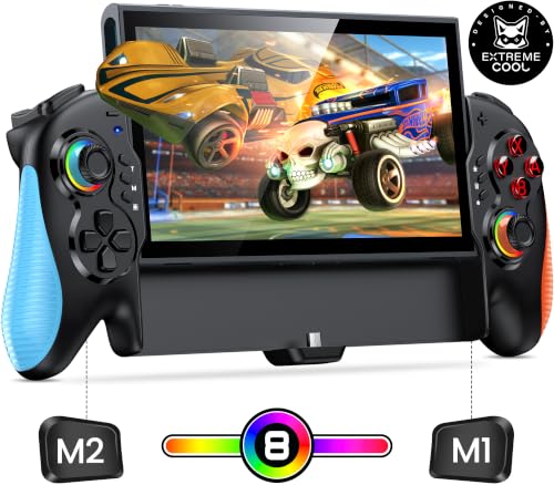 Gammeefy JC700 Switch 2 Controller, Handheld Controller with Ergonomic Grip | Hall Effect Joystick, 8-Color RGB Lighting, Wired Connection | No Latency, Macros, Turbo, 6 Game Slots