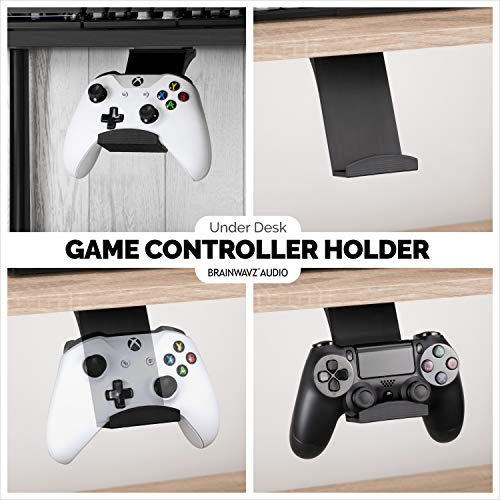 Gamepad Under The Desk Mount Holder Hanger for Xbox One, Switch, PS4, PC, Steam, Steelseries & Most Game Controllers, No Screws, VHB Tape, by Brainwavz (Black, Improved Adheasion Nov2019) - color: Black