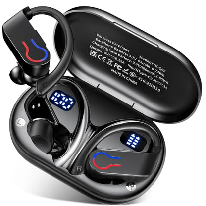 Wireless Earbuds 120hrs Bluetooth 6.1 Headphone Sport, 2026 Bluetooth Earbuds with Fast Charging Case Dual LED Display Earphones ENC Noise Cancelling Mic with Easy Button Controls, IPX7 Waterproof