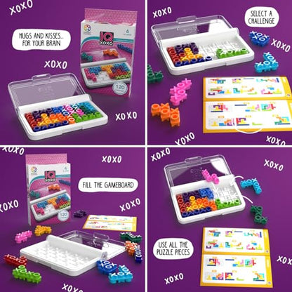 SmartGames IQ XOXO – Compact Logic Puzzle Game with 120 Challenges for Kids & Adults, Travel-Friendly Brain Teaser in Handy Case - style: IQ XOXO