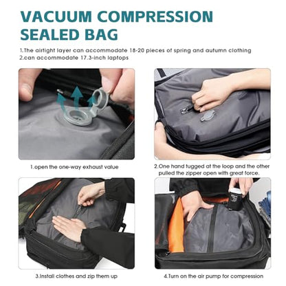 TANGCORLE Vacuum-Compressed Travel Backpack: Expandable, Airline-Approved Laptop Backpack—Unisex Business Backpack - color: Black-a45l