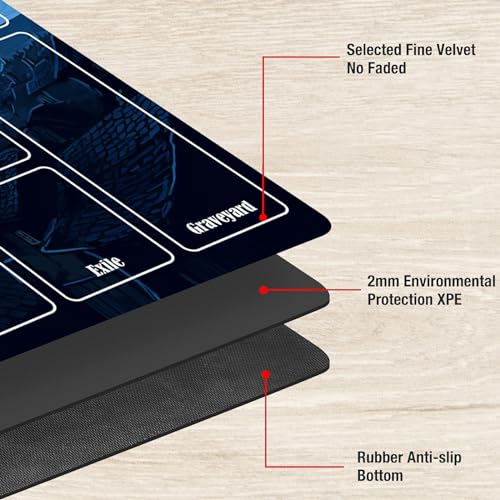 Board Game Mat TCG Playmat Plus 50 Pcs Card Sleeves, 24 x 14 inches Table Mats Games Mousepad with Zones Smooth Surface for MTG RPG CCG Trading Card Game Play Mats, Village Night - color: Village Night, size: Zone 1