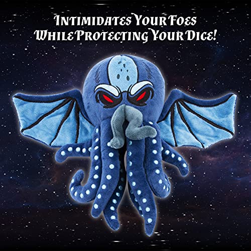 CASEMATIX DnD Dice Holder & Soft Dice Case with 7-Piece RPG Dice Set – 9.5” Sea Monster Plush Dice Storage for 21 Dice, Zippered Dice Container & Tabletop Dice Organizer