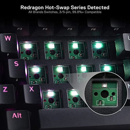 Redragon K530 Pro Draconic 60% Wireless RGB Mechanical Keyboard, BT/2.4Ghz/Wired 3-Mode 61 Keys Compact Gaming Keyboard w/Hot-Swap Socket, Free-Mod Plate Mounted PCB & Linear Red Switch - color: Black, size: Red Switch
