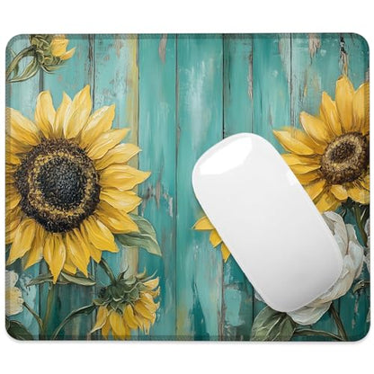 Sunflowers and Peonies Mouse Pad Square Mouse Mat Non-Slip Rubber Base Mousepad with Stitched Edge, Portable MousePads for Desk Computers Laptop Office, 9.5x8 Inches - color: Sunflowers and Peonies