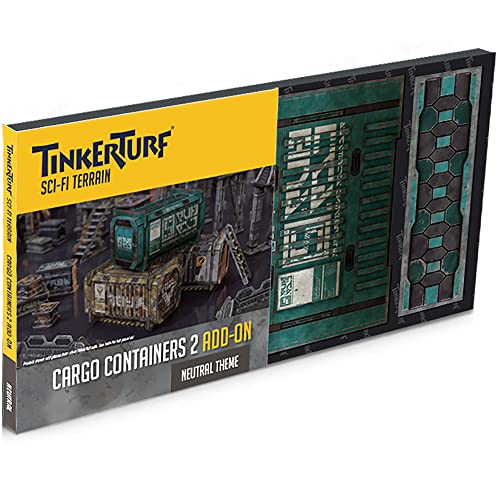 TinkerTurf Sci-Fi Terrain: Cargo Containers 2 Add-On, 3 Containers Included, Neutral Theme, Modeular Design, Easy Storage, Virtually Limitless Setups - style: Series 2 - Neutral