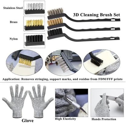 62PCS 3D Printer Tool Kit, 3D Post-Processing Accessories with Hand Drill, Deburring Tool, Cutter, Needle Files, Scrapers, Brushes, Tweezers, and Nozzle Cleaning Set for 3D Model Finishing - color: Black bag 62pcs