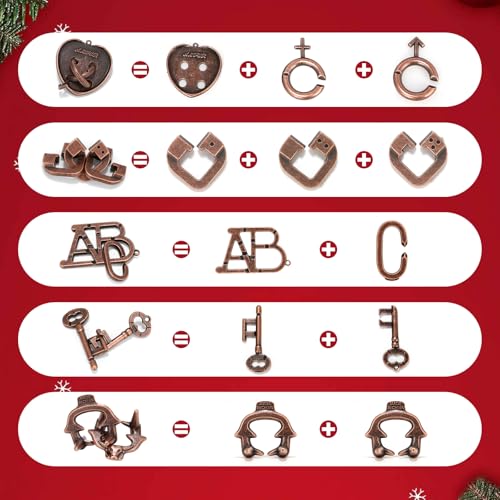 13 Pcs Brain Teaser Puzzles for Adults - Metal Puzzles 3D Puzzle Game Toys for Adults Teens - Wooden Unlock Interlocking Puzzle Adult IQ Education Smart Toys - style: Style A