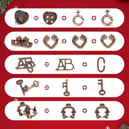 13 Pcs Brain Teaser Puzzles for Adults - Metal Puzzles 3D Puzzle Game Toys for Adults Teens - Wooden Unlock Interlocking Puzzle Adult IQ Education Smart Toys - style: Style A