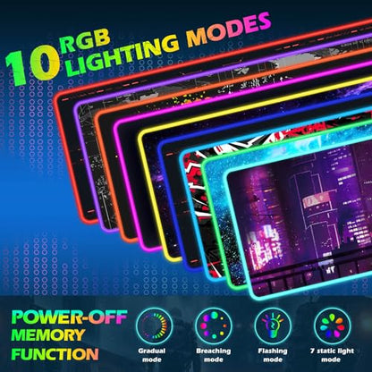 RGB Gaming Wireless Charging Mouse Pad Mat, 15W 10 Light Modes LED Mousepad | ToLuLu Computer Keyboard Mouse Pad, 800x300x4MM Extended Large Desk Mat for Gaming, MacBook, Laptop, PC, Neon Purple Sign - color: Neon Purple Sign