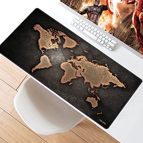 JIALONG Large Gaming Mouse Pad, XXL Desk Mousepad with Stitched Edges, Non-Slip Base Keyboard Pad for Gamer, Office & Home Retro Map - color: Retro Map