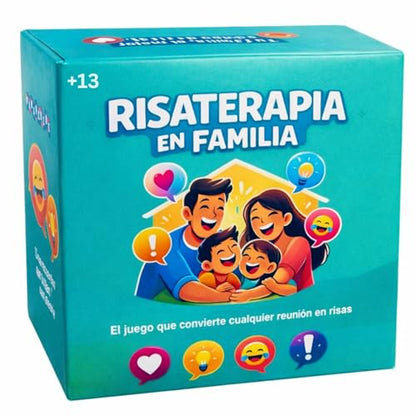 Risaterapia en Familia - Juego de Mesa Familiar en Español, 200 Cartas, 5 Categorías para Reír y Conectar. Spanish Games for Family 13+. Perfecto Como juegos familiares Divertidos.
