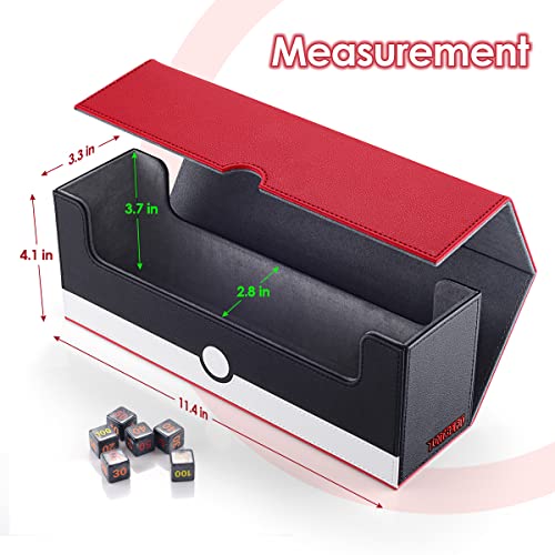 tombert Premium Deck Box Case for PTCG MTG, Large Capacity with 4 Dividers, Fits 800+ Sleeveless Cards or 500+ Sleeved TCG Trading Card Games(Red & White) - size: 800 cards