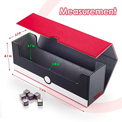tombert Premium Deck Box Case for PTCG MTG, Large Capacity with 4 Dividers, Fits 800+ Sleeveless Cards or 500+ Sleeved TCG Trading Card Games(Red & White) - size: 800 cards