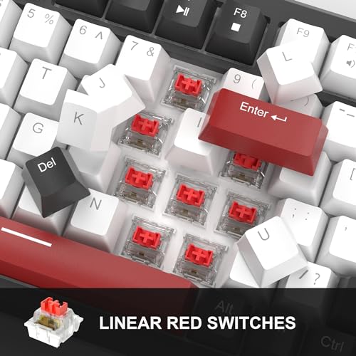 MageGee 75% Mechanical Gaming Keyboard, Compact Blue Backlit Wired Gaming Keyboards with Red Switches, EVA Foam, Knob Control, STAR75 Portable NKRO PC Gaming Keyboard - Black & White - color: Black & White - Red Switch