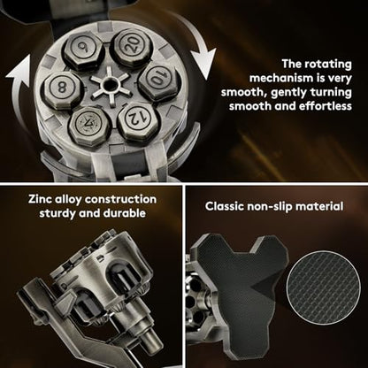 Bullet Nest Metal dice Set,Insane Bullet dice Revolver,Metal dice Set for DND with Spinning Revolver Cylinder Container, Dice for D&D, or Crime Theme Tabletop Games (D4, Silvery) - color: Silvery, style: D4