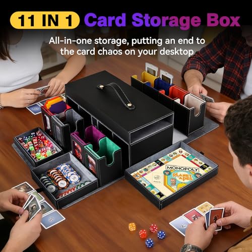 Mtg Commander Deck Box with Handle, 8Removable Deck Modular and 3Dice Trays | Holds 1500+Double-Sleeved Cards, Strap & Magnetic Lock, Magnetic Holders, Dividers Included, Display Window, Fit TCG/EDH - color: Multicolour