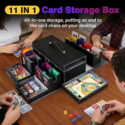 Mtg Commander Deck Box with Handle, 8Removable Deck Modular and 3Dice Trays | Holds 1500+Double-Sleeved Cards, Strap & Magnetic Lock, Magnetic Holders, Dividers Included, Display Window, Fit TCG/EDH - color: Multicolour