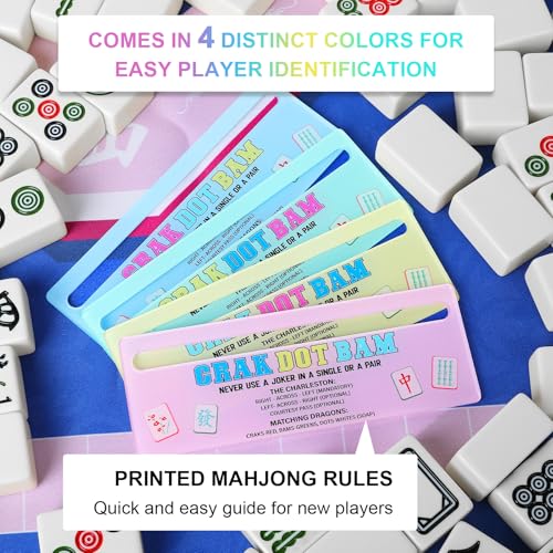 Mahjong Line Finder, 4 Pack Bright Mahjong Rules Helper Reader Beginner-Friendly Mahjong Accessories (Blue/Green/Pink/Yellow) - color: Blue/Green/Pink/Yellow