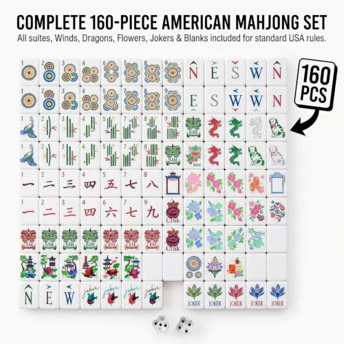 4 Layer Acrylic Mahjong Set 160 Tiles - American Travel Game with Clear Engraving Carrying Bag Multiple Colors(Yellow) - color: Yellow