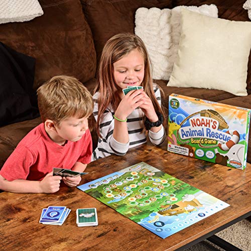 Noah's Animal Rescue Cooperative Bible Board Game for Kids Ages 4 and Up | No reading required, easy to learn. Bible-story theme, kids work together to rescue animals. Perfect for family game night.