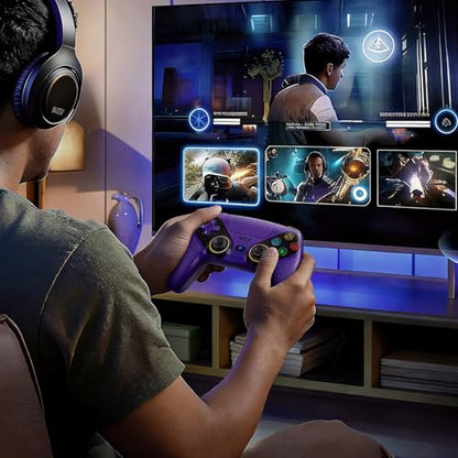 Gamrombo LED Wireless Controller for PS5, Compatible with PS5 Pro/Slim/PC, n, 3.5mm Audio Jack, 6-Axis Motion Control Gamepad with Speaker, Dual Vibration, Macro/Turbo Functio (Purple) - color: Purple