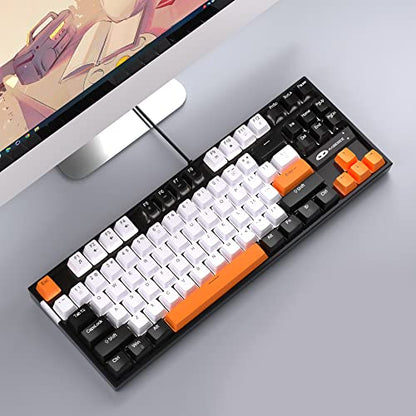 MageGee 75% Mechanical Gaming Keyboard, Yellow Switch, LED White Backlit, 87 Keys Compact TKL Wired Computer Keyboards for Windows Laptop PC Gamer - White/Black - color: White Black/Yellow Switch