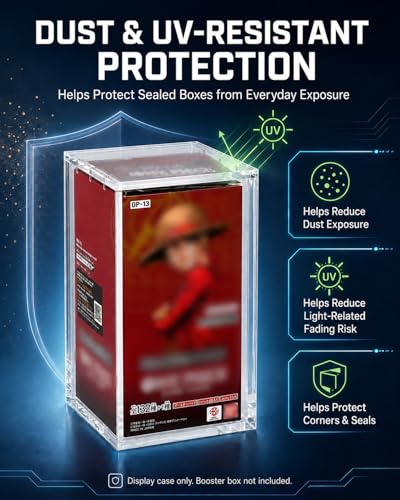 Japanese One Piece Booster Box Acrylic Display Case | Fits JP OP-04 to OP-16 Booster Boxes, 5mm Clear Magnetic TCG Box Protector, UV & Dust Resistant Acrylic Storage Case - size: Acrylic Case for JPOP(3"Lx2.95"Wx5.8"H)