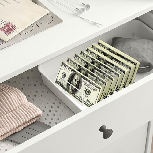 Hipiwe 2 Packs Mail Organizer Plastic Cash Tray for Desk - 7 Slots File Organizer Clear Desktop Bill Divider Holder for Paper Envelope Document Book Money Eyeshadow Makeup Palette