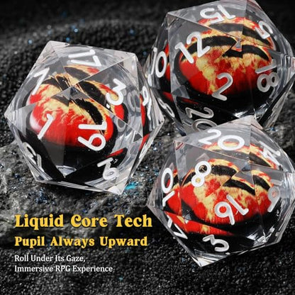 MoKo Liquid Core DND Dice Set 7PCS, Clear + Silver | Sharp Edge Resin Polyhedral, D20 D12 D10 D8 D6 D4 D%, Compatible with Dungeons and Dragons RPG, Gift Box Included - color: 1 - Clear + Sliver