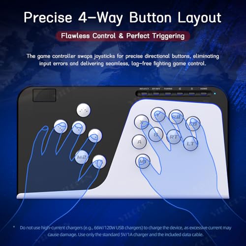 VILCORN Leverless Arcade Stick, All-Button Fighting Controller for PC Steam, PS4, Xbox, Switch/Switch2, Android ios T8 SF6 Game Keyboard with Macro & Turbo