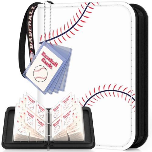 Mlikero Baseball Card Binder 440 Pocket, Trading Card Binder with Card Display Design, Premium Basketball Card Holder with Sports Pattern Wristband Fit for Baseball Cards 2026 - color: Baseball, size: 440 Pocket