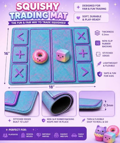 Squishy Trading Mat for Kids – Fidget Toy Trading Board for Squishies, & Sensory Toys – Accept Add More Decline Trading Station – Fair Trade Playmat for Playdates & Parties - Gaming Mouse Pad