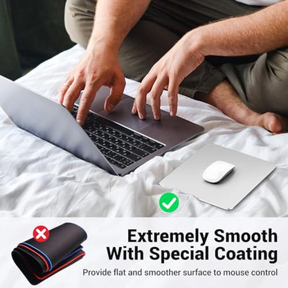 HONKID Metal Aluminum Mouse Pad, Office and Gaming Thin Hard Mouse Mat Double Sided Waterproof Fast and Accurate Control Mousepad for Laptop, Computer and PC,9.45 X 7.87 Inch,Silver | Office and Gaming Thin Hard Aluminum Mouse Mat Double Sided Waterproof