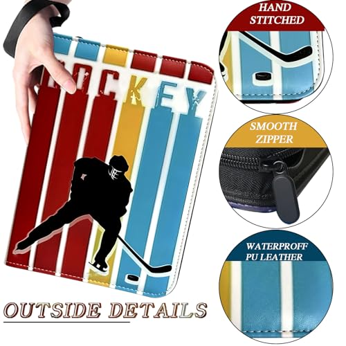 900 Pocket Zippered Hockey Card Binder, 9-Pocket Trading Card Album with 50 Removable Sleeves, PU Leather Waterproof Sports Card Holder for NHL Hockey Cards Storage Display Case Gift - size: 900 Pockets Hockey