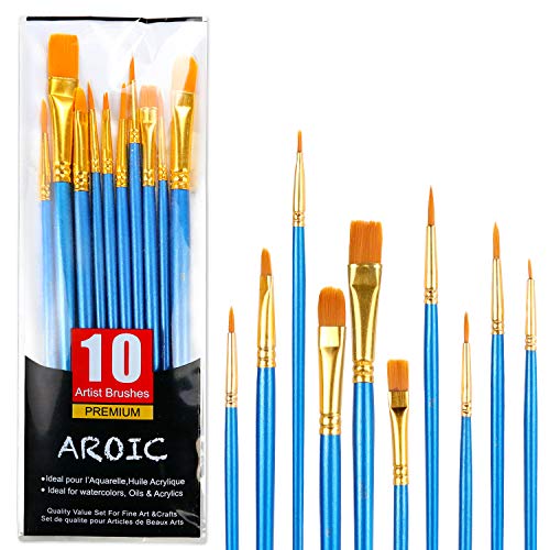 Acrylic Paint Brush Set, 1 Packs / 10 pcs Watercolor Brushes Painting Brush Nylon Hair Brushes for All Purpose Oil Watercolor Painting Artist Professional Kits. - size: 10pcs