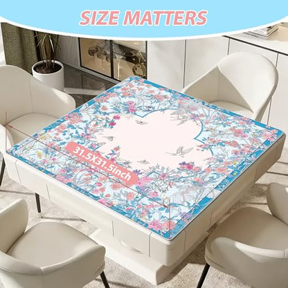 Mahjong Mat for Table, 31.5" x 31.5", Anti-Slip Noise Reduction Mahjong Table Cover with Carrying Bag, Perfect for Poker, Card, Board & Tile Games (BLGARDEN-1) - style: BLGARDEN-1