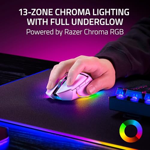 Razer Basilisk V3 Pro 35K Wireless Gaming Mouse, 140 Hr Battery, White | HyperScroll Tilt Wheel, 35K DPI Optical Sensor Gen 2, 13 Customizable Controls, Chroma RGB, Optical Switches Gen 3 - color: White