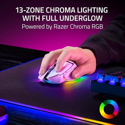 Razer Basilisk V3 Pro 35K Wireless Gaming Mouse, 140 Hr Battery, White | HyperScroll Tilt Wheel, 35K DPI Optical Sensor Gen 2, 13 Customizable Controls, Chroma RGB, Optical Switches Gen 3 - color: White