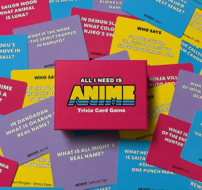 Anime Trivia Card Game - 100 Questions, Character, Quotes & Skill Challenges, Fun Anime Party Game for Fans, Teens & Adults, Expansion Pack Available (Base Game)