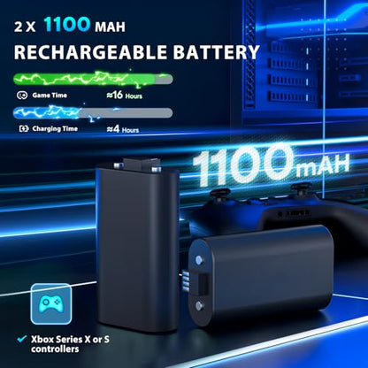 Wall Mount with Cooling Fan Charging Stand for Xbox Series X/S, Vertical Dual Controller Charger Station with 2 X 1100 mAh Rechargeable Battery for Xbox Console Accessories, 3 USB Ports, Headset Stand - size: Wall Mount+Cooling Charging Stand+Battery Pack