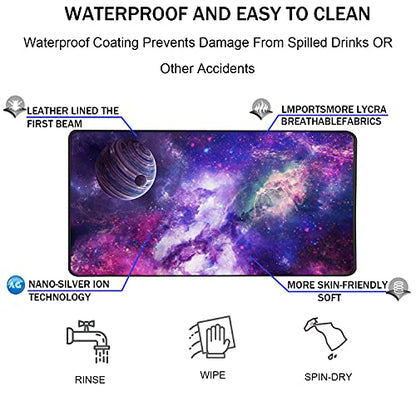 TEDNETGO Large Extended Gaming Mouse Pad, Long Mouse Pads, Extra Large Big Mouse Pad with Stitched Edge, XXL Non-Slip Computer Computer Keyboard Mat for Gamer/Desktop/Office/Home, Galaxy - color: Galaxy, size: 31.5L x 15.7W inches