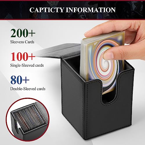 Card Deck Box for MTG Card Storage Box Holds 100 Plus Single Sleeved Cards, Microfiber Lining and LeatherBox Compatible (Blue,Green,White) - color: Blue,Green,White