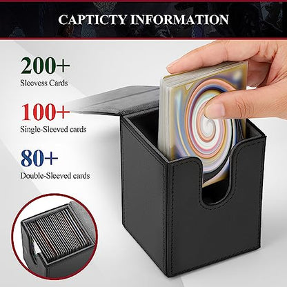 Card Deck Box for MTG Card Storage Box Holds 100 Plus Single Sleeved Cards, Microfiber Lining and LeatherBox Compatible (Blue,Green,White) - color: Blue,Green,White