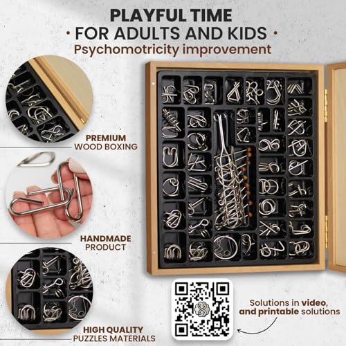 Wooden Brain Teaser Puzzles for Adults - Metal Puzzles for Adults - Metal Puzzles Brain Teasers