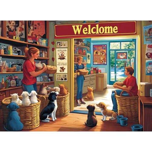500 Pieces Animal Puzzles for Adults, Indoor Pet Shop Puzzle for Adults, Dog Puzzle 500 Pieces, Gift for Birthday, Home Decor, Fun for Entertainment(20.5 * 15 in) - style: Pet Shop