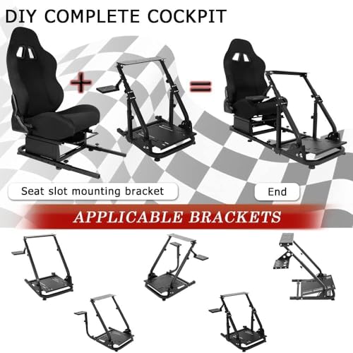 Racing Rear Seat Stand for Steering Wheel Mount to Expand into Gaming Simulator Cockpit with Black Double Locking Slides Ergonomic Breathable Driving Race Chair Fit for Marada, Minneer