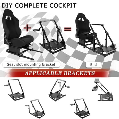Racing Rear Seat Stand for Steering Wheel Mount to Expand into Gaming Simulator Cockpit with Black Double Locking Slides Ergonomic Breathable Driving Race Chair Fit for Marada, Minneer